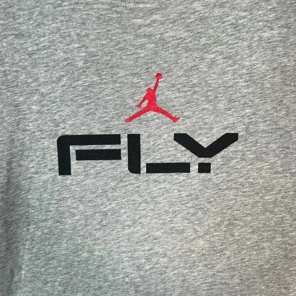 Jordan Shirt Mens Small Gray Fly Jumpman Logo Crewneck T-Shirt Comfort‎